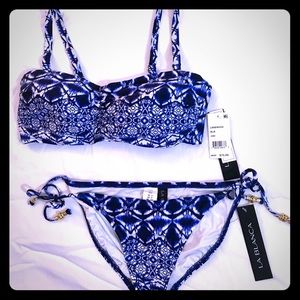 👙La Blanca indigo batik bikini 34D/4👙